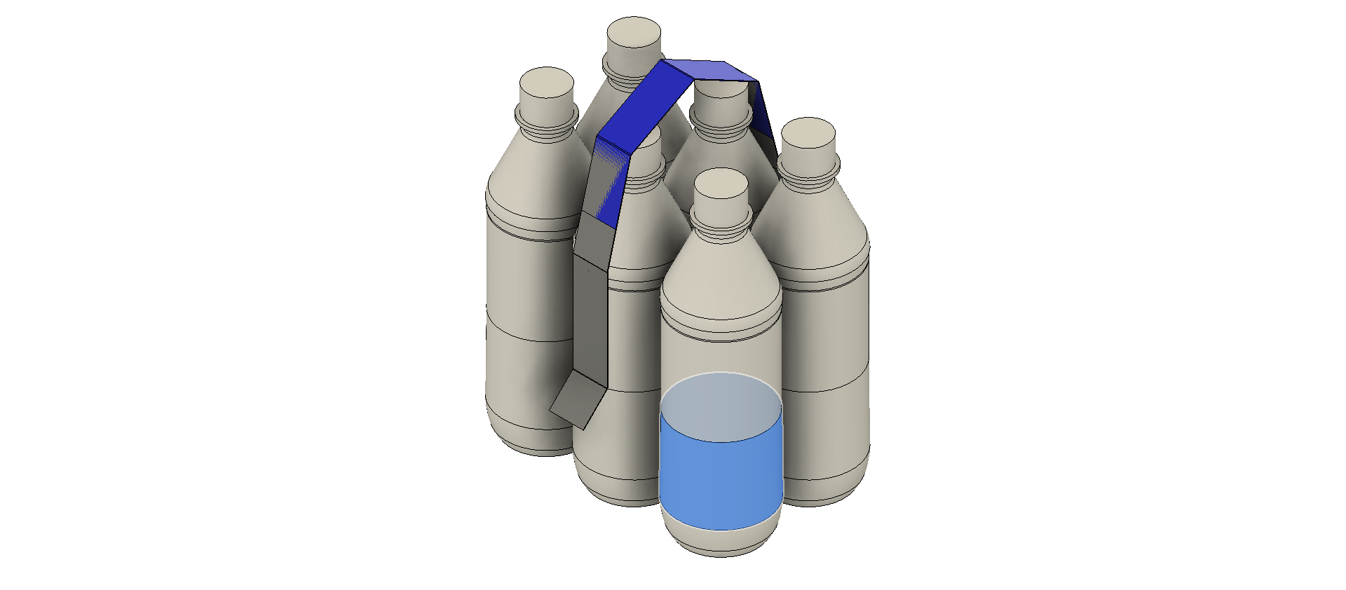 CAD-Darstellung Gebindeformat 0,75 l · 3 × 2